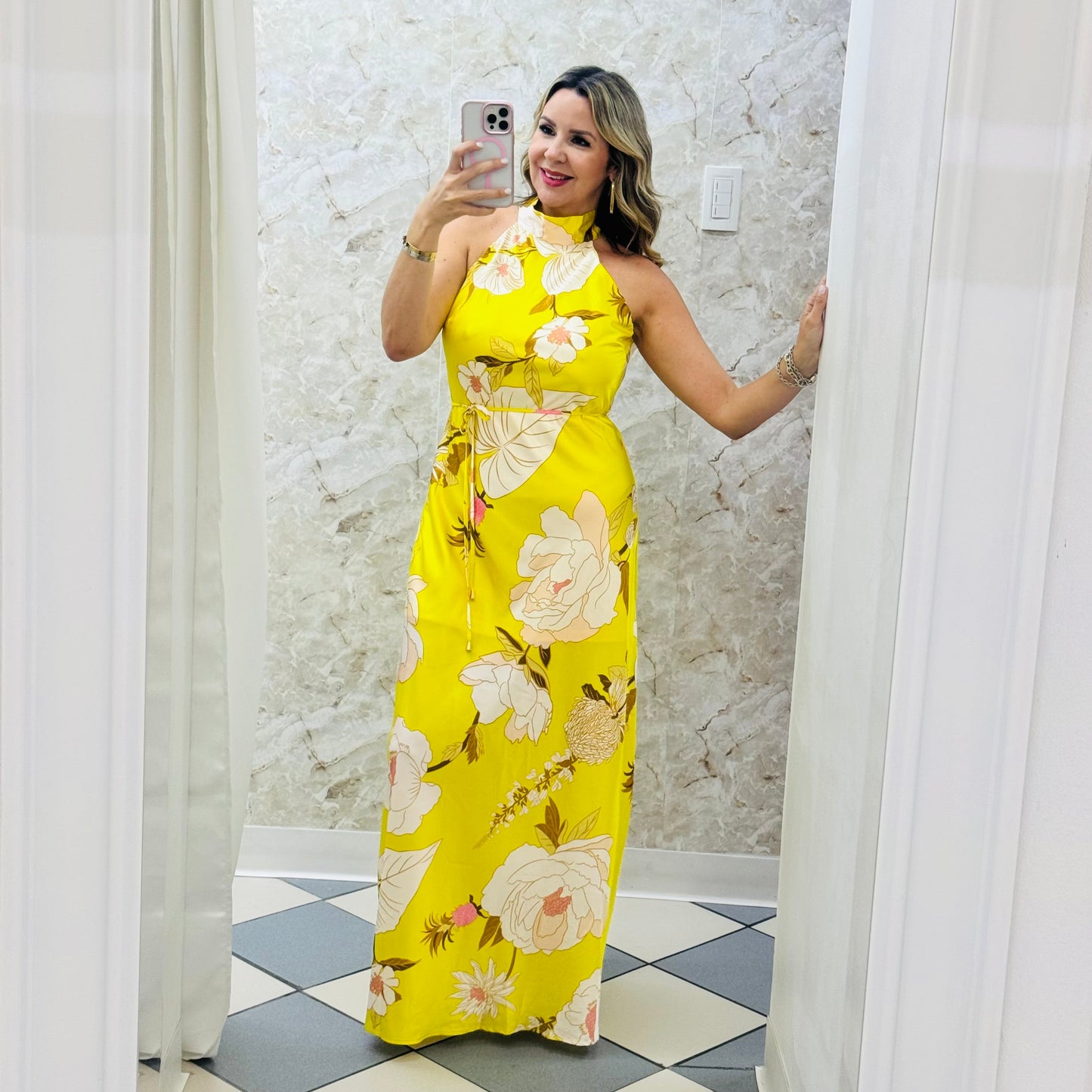 Neon Print Silk Dress