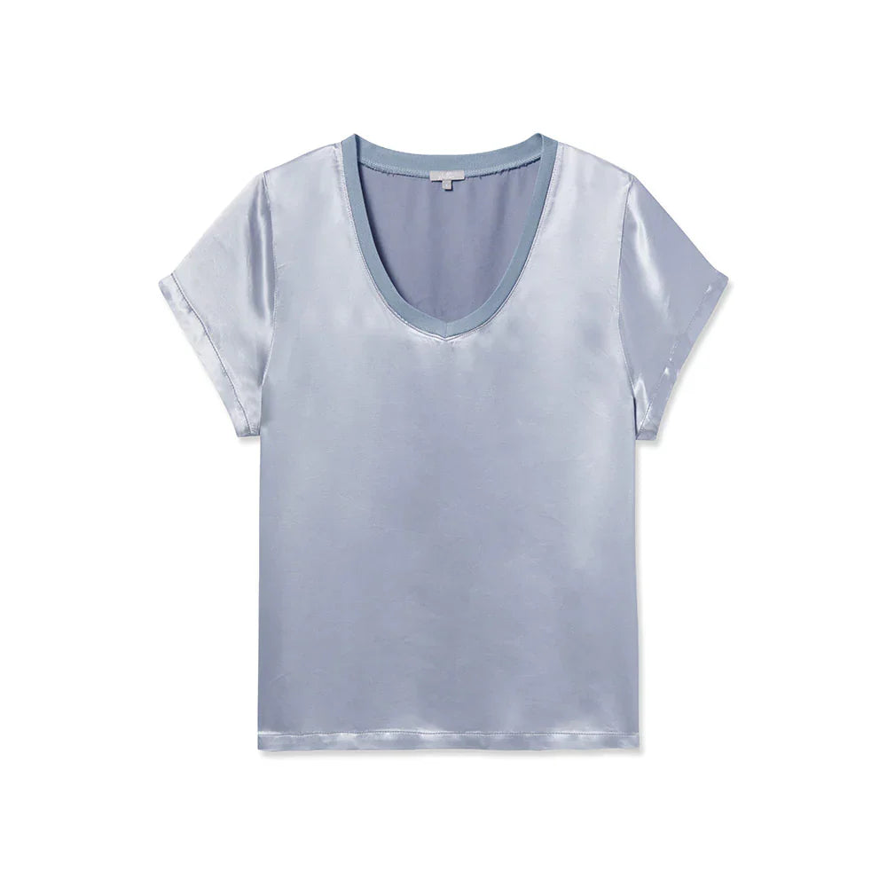 PJ Harlow Gianna Satin V-Neck Tee