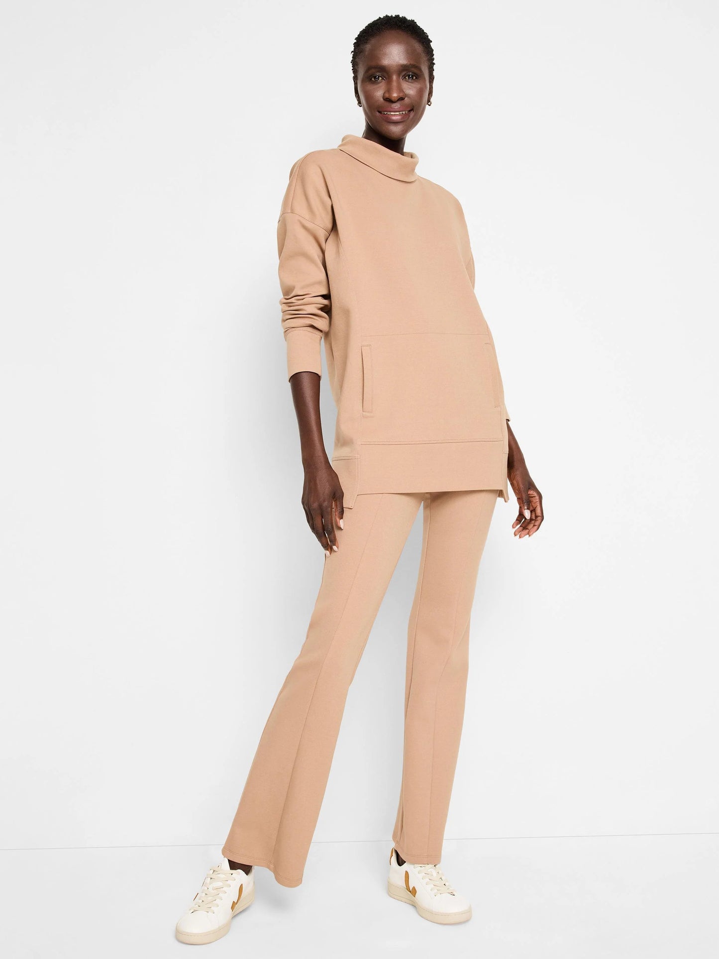Seamed Scuba Funnel Neck Tunic