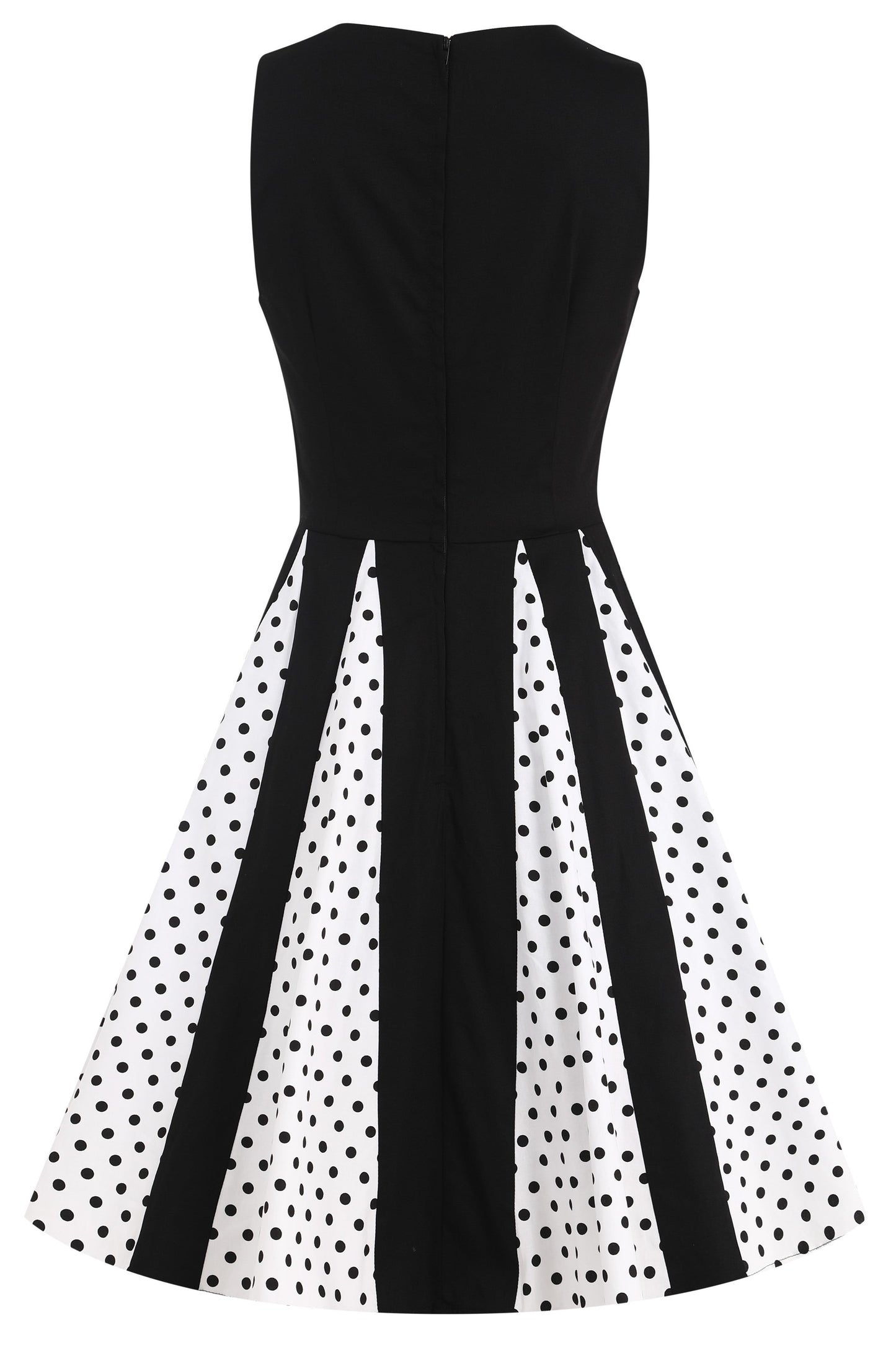 Judith Pleated Black Dress With White Polka Dots
