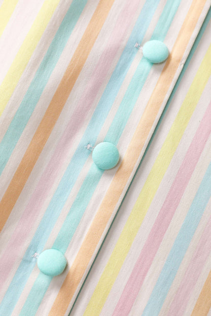 Mollie Pastel Striped Full Circle Shirt Dress
