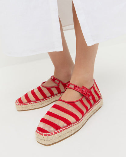 Clover Red/Caramel Mesh Espadrille