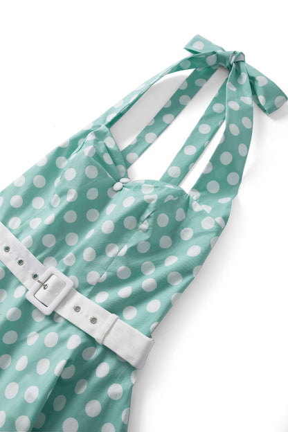 Daisy Mint Green Polka Dot Halter Dress