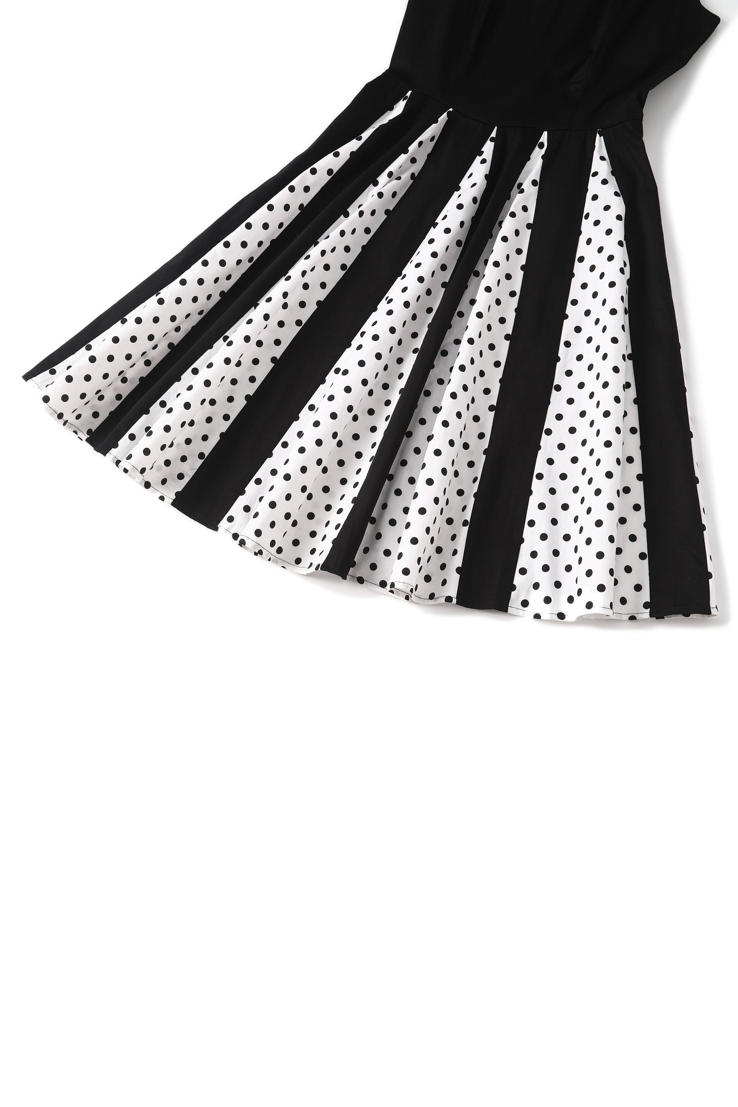Judith Pleated Black Dress With White Polka Dots