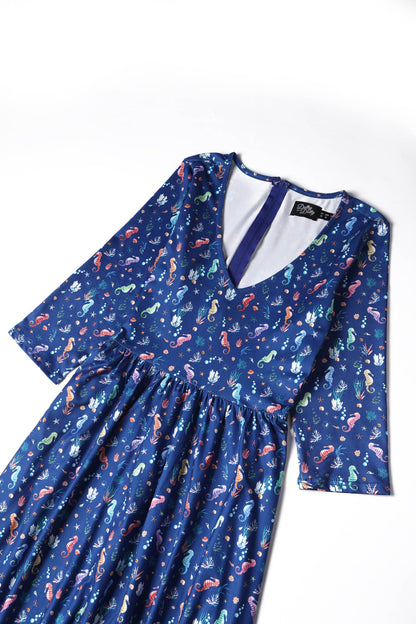 Billie Underwater Seahorse Flared Dress
