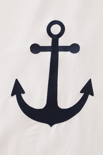 Darlene Nautical Anchor Embroidered Dress In White