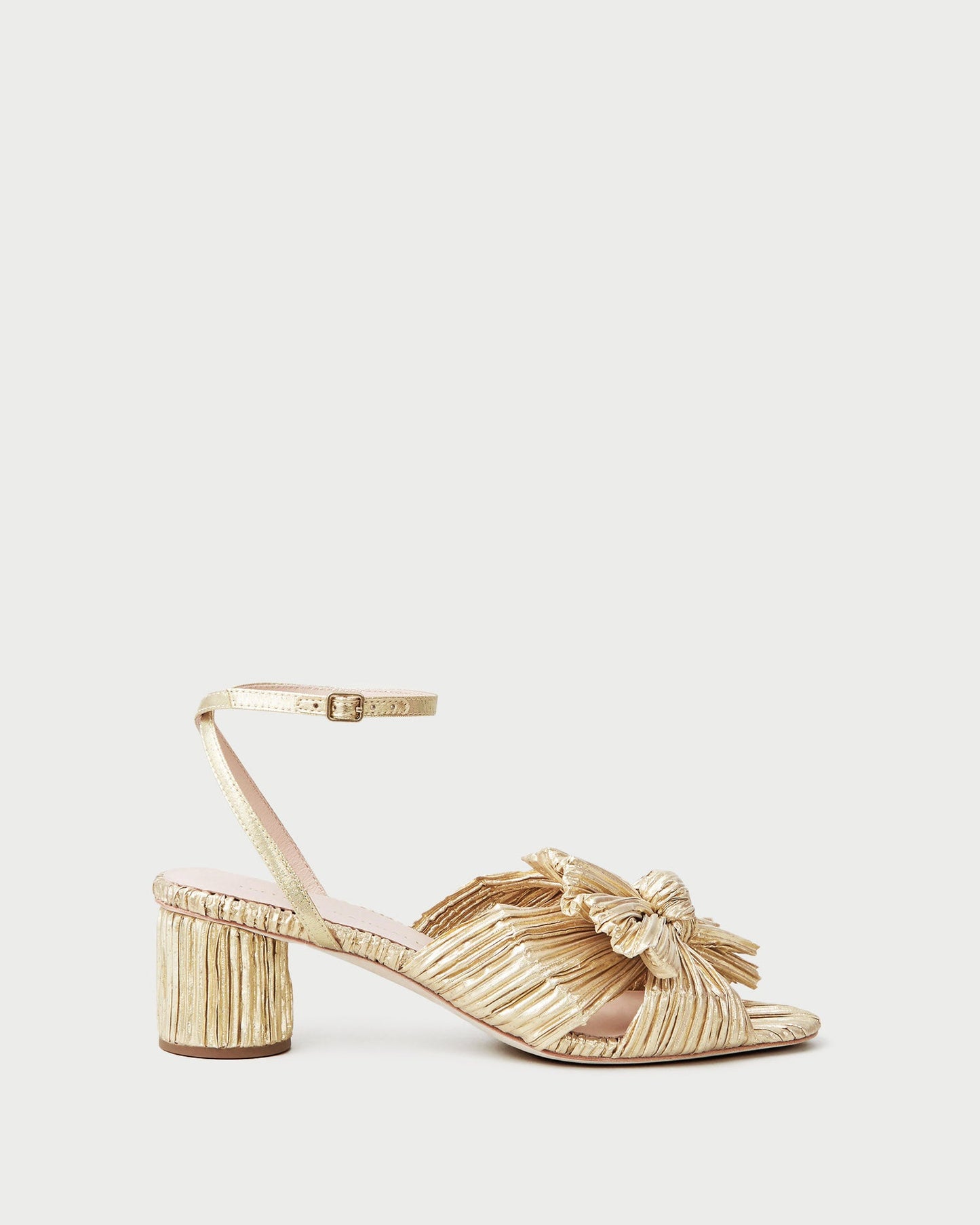 Dahlia Gold Pleated Bow Heel