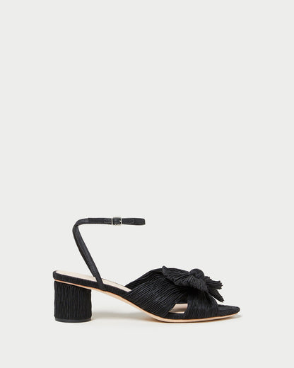 Dahlia Black Pleated Bow Heel