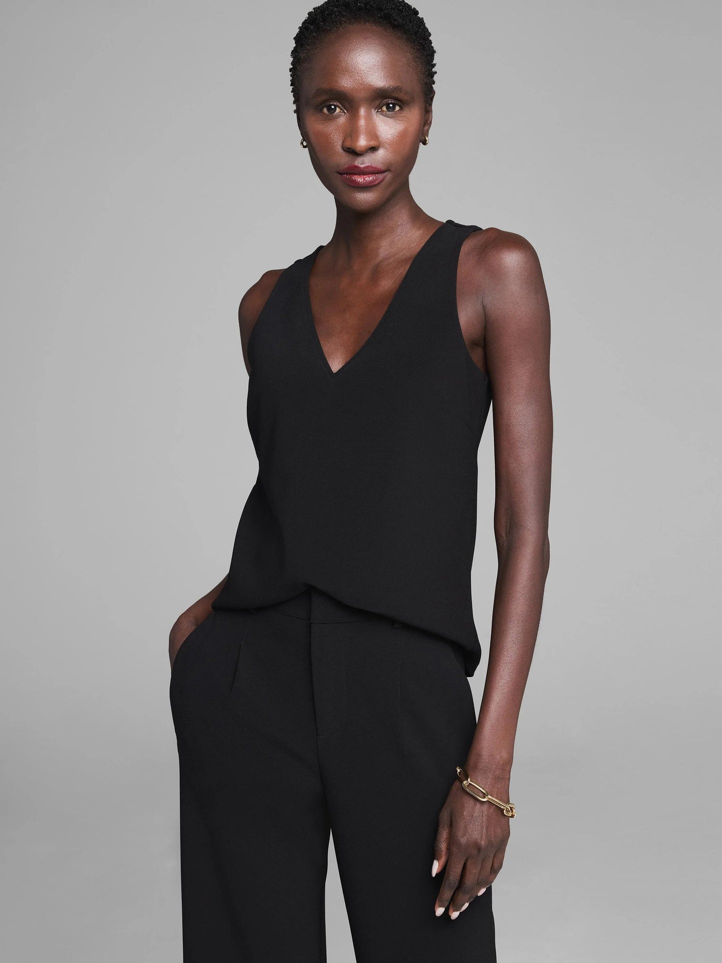 Gold Label Knit Scuba V-Neck Tank