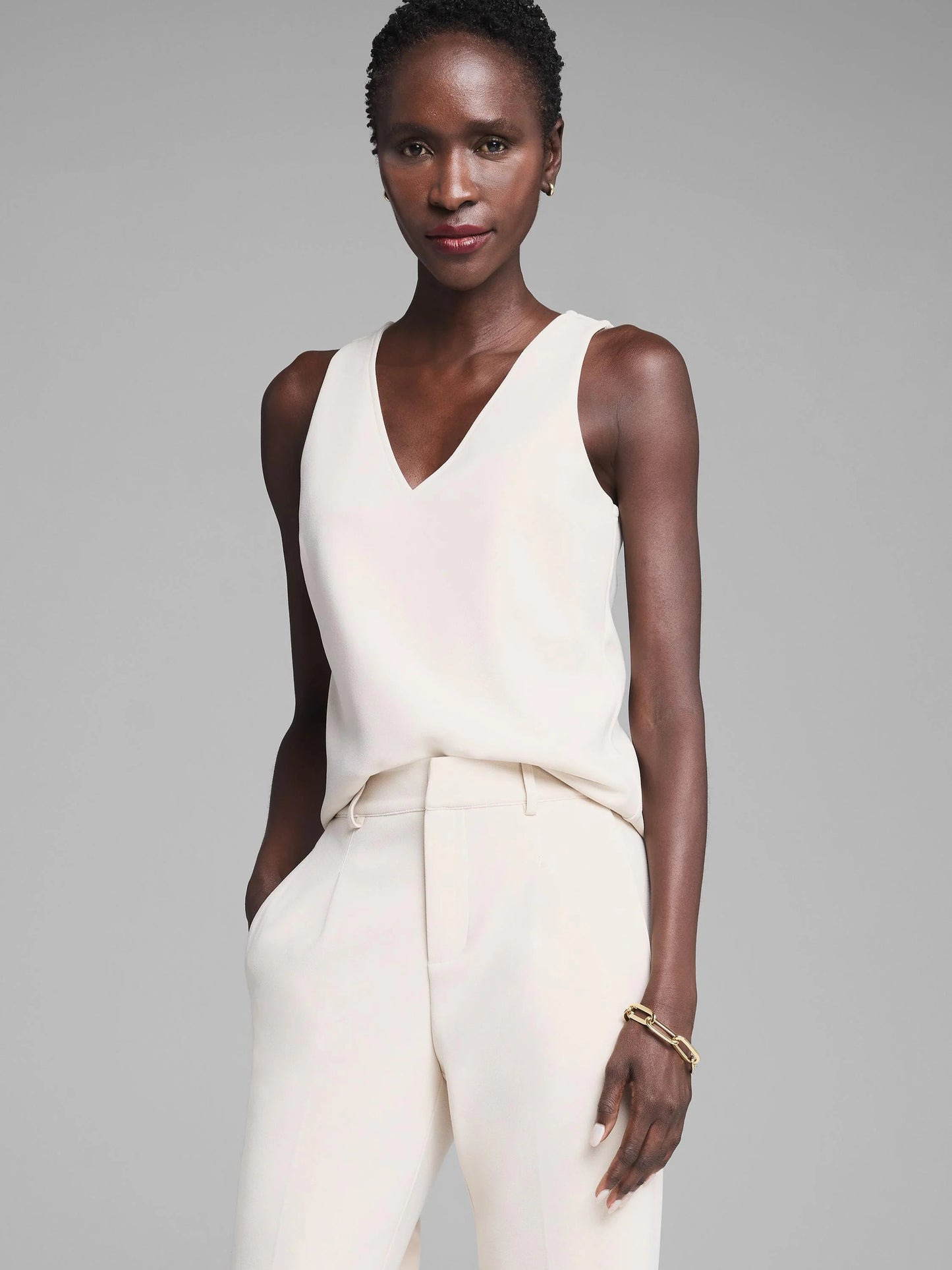 Gold Label Knit Scuba V-Neck Tank