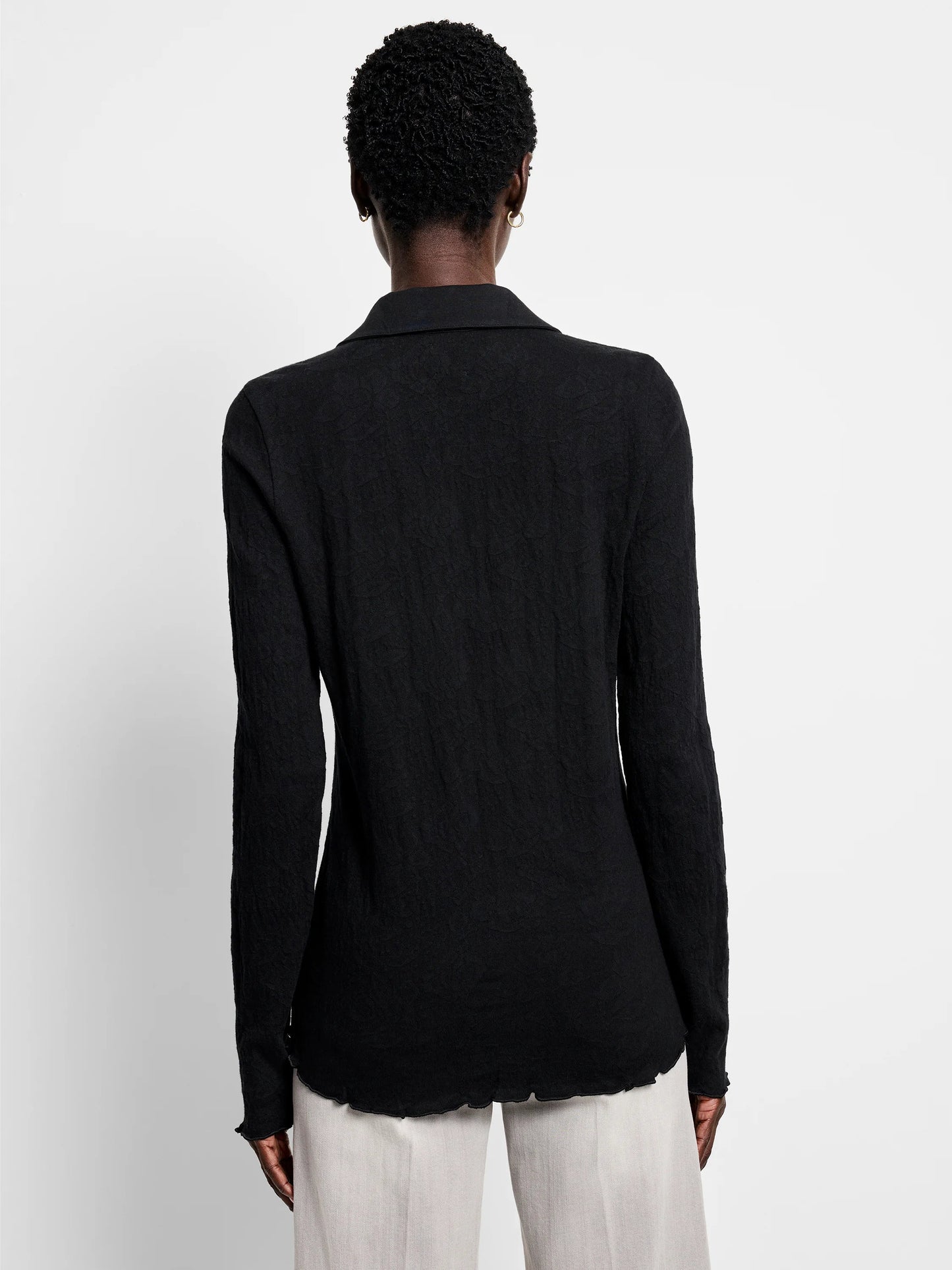 Lace Knit Collared Top