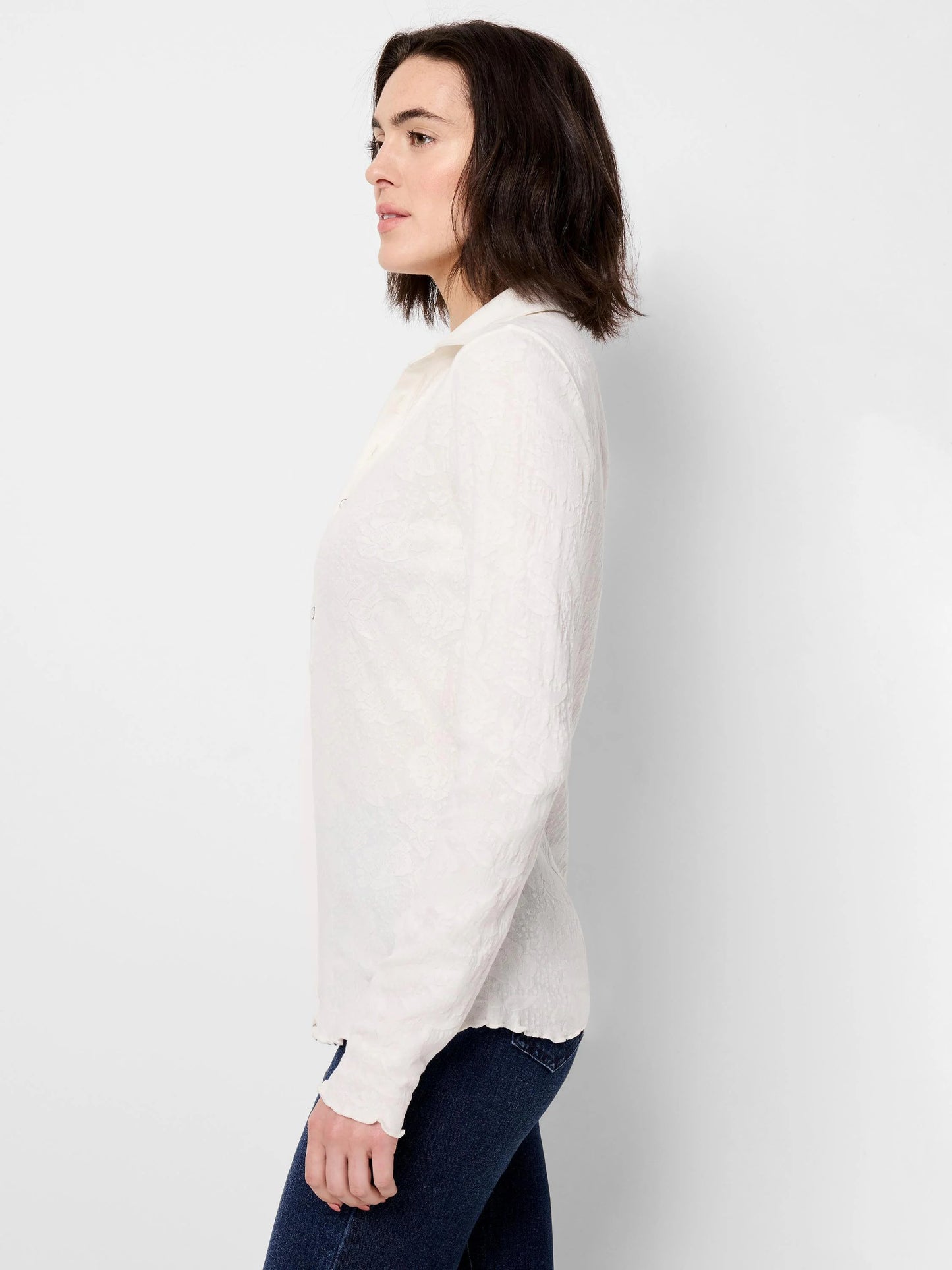Lace Knit Collared Top