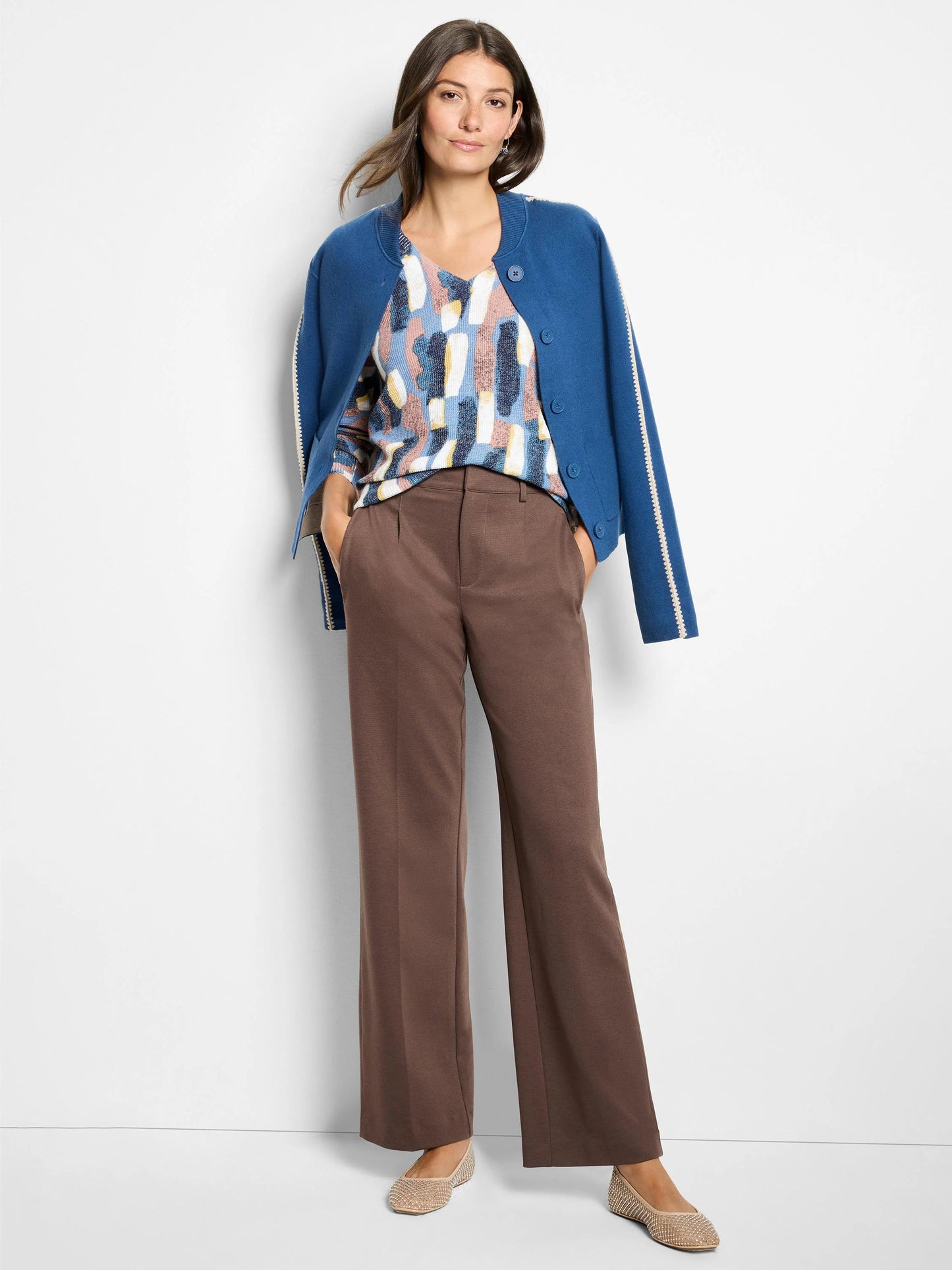 Drapey Ponte Wide Leg Trouser