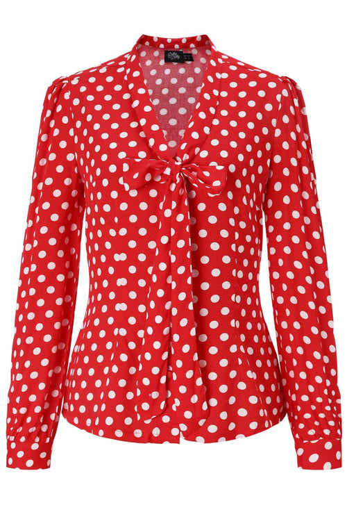 Margaret Retro Red Polka Dot Blouse