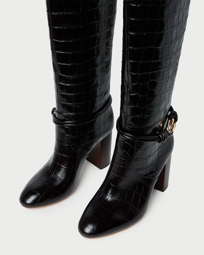 Goldy Crocodile/Gold Leather Tall Boot