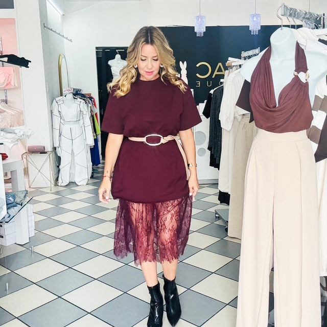 Burgundy Lace Top