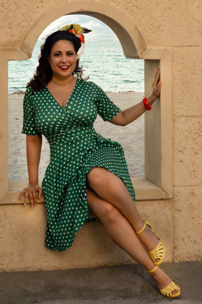 Matilda Green Polka Dot Wrap Dress