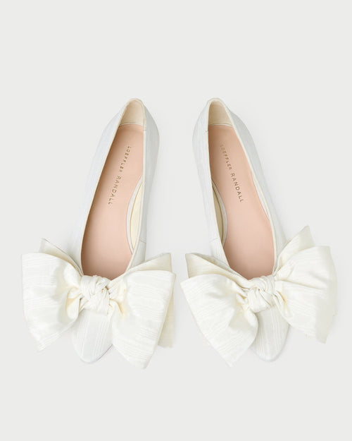 Noa Cream Moiré Bow Flat
