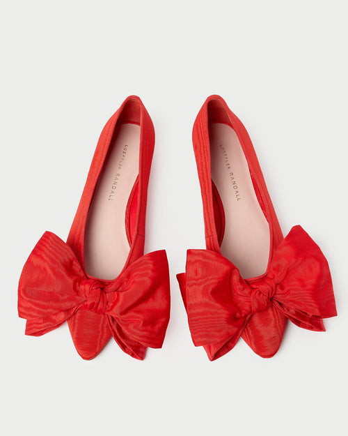 Noa Red Moiré Bow Flat