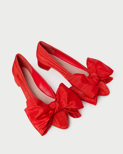 Noa Red Moiré Bow Flat