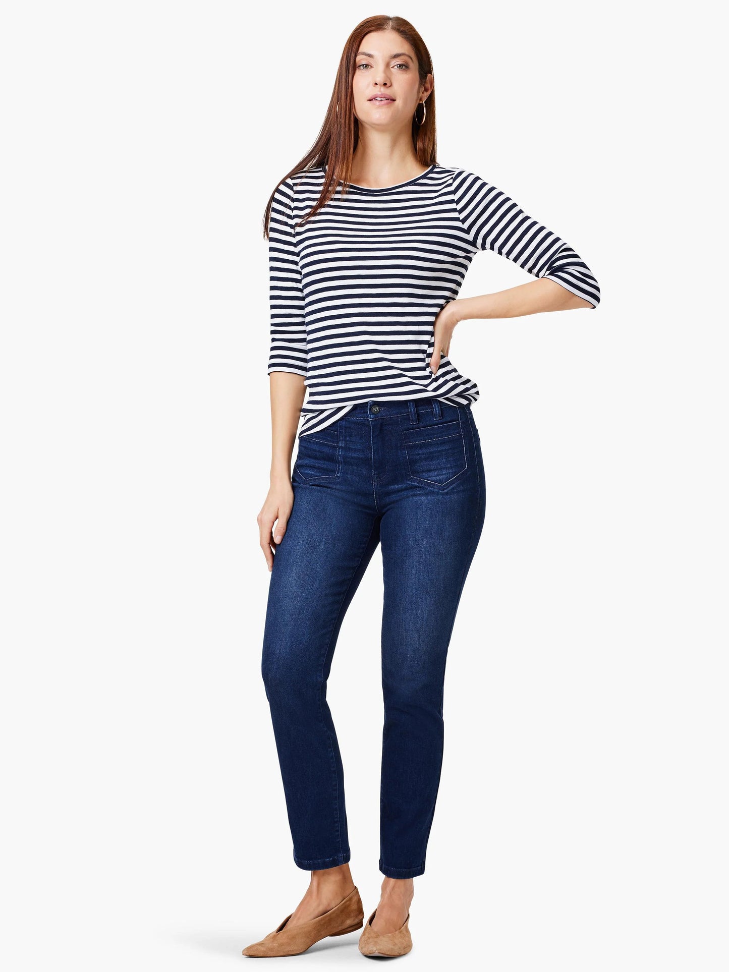 NZT 3/4 Sleeve Stripe Boat Tee