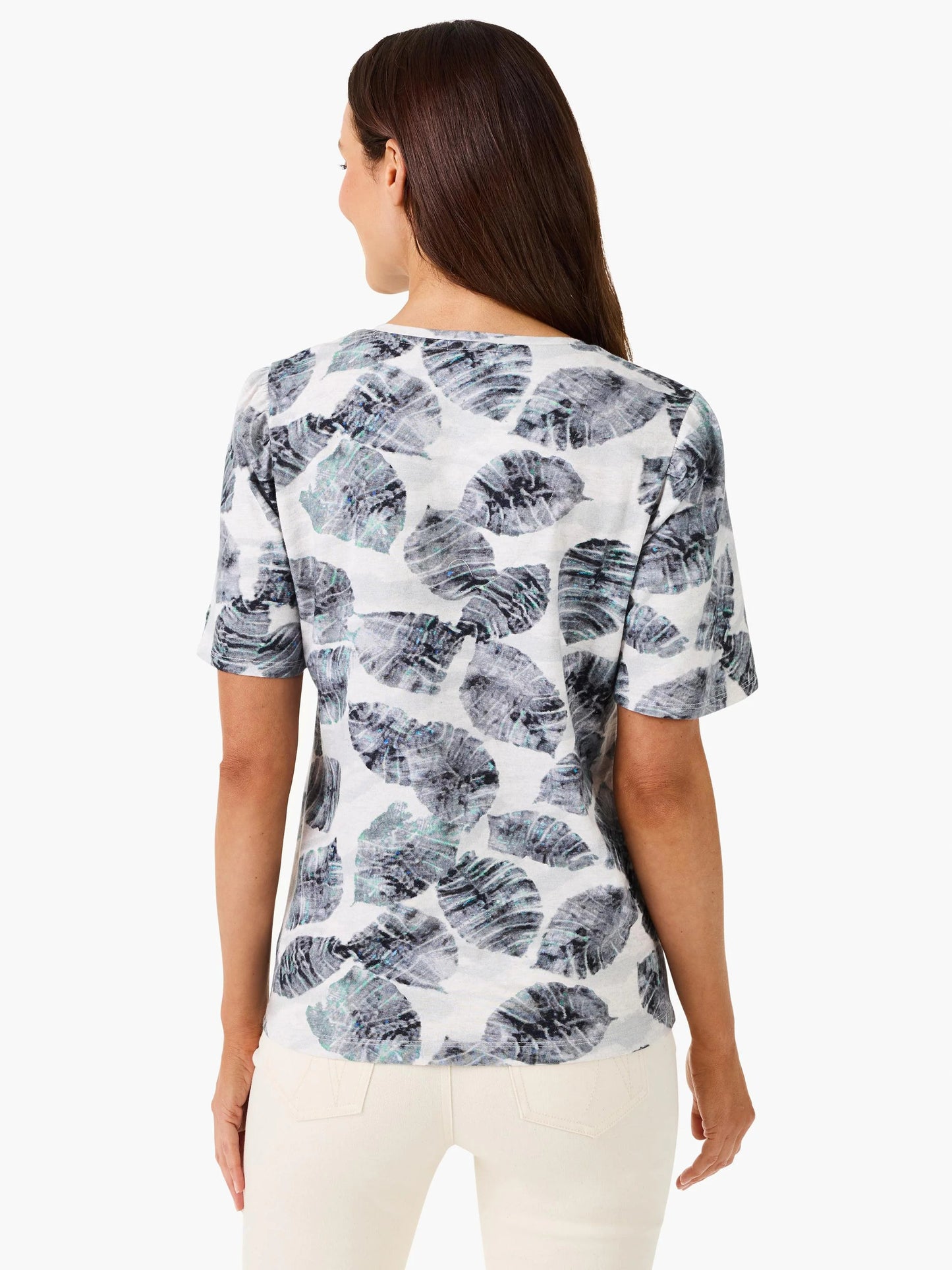 NZT Falling Palms Short Sleeve Split Tee