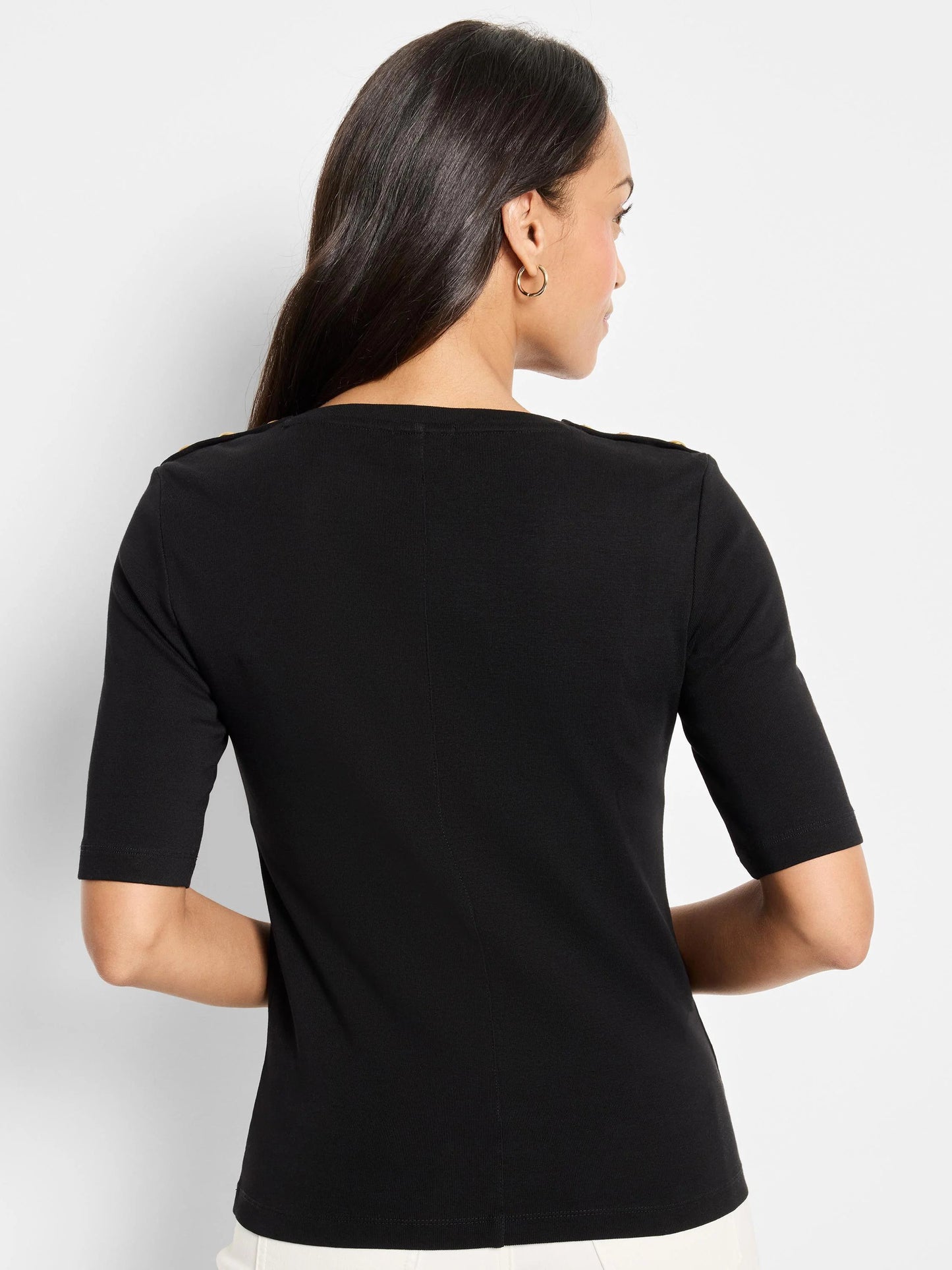 NZT Elbow Sleeve Button Shoulder Top