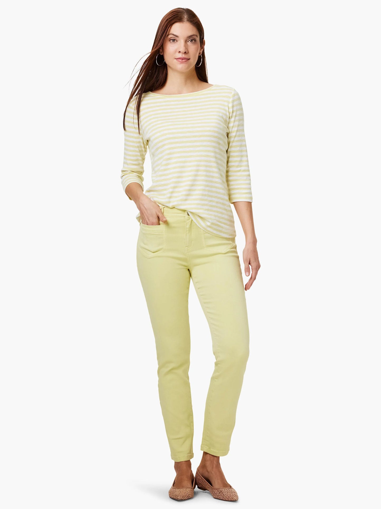 NZT 3/4 Sleeve Stripe Boat Tee