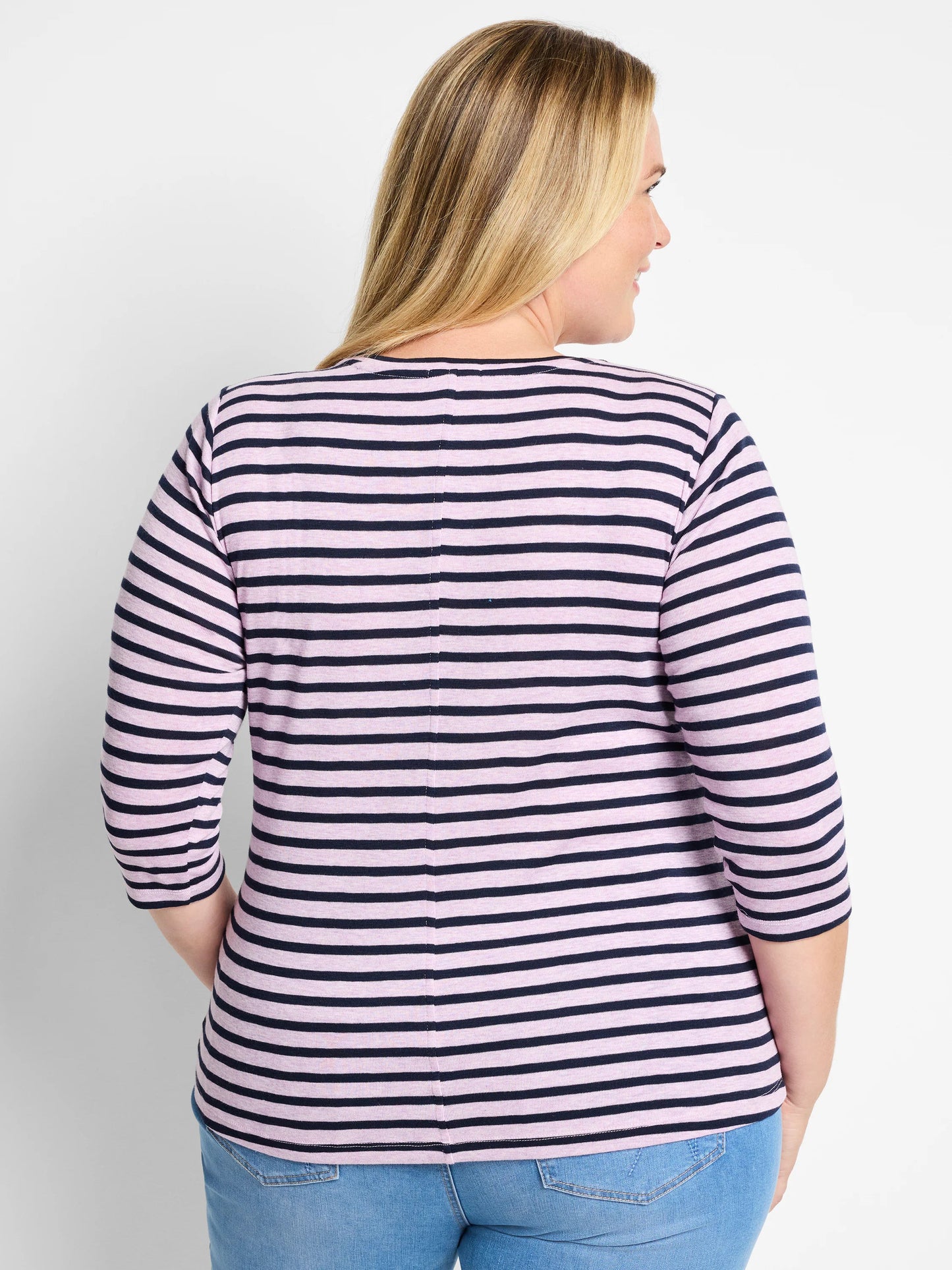 NZT 3/4 Sleeve Stripe Boat Tee