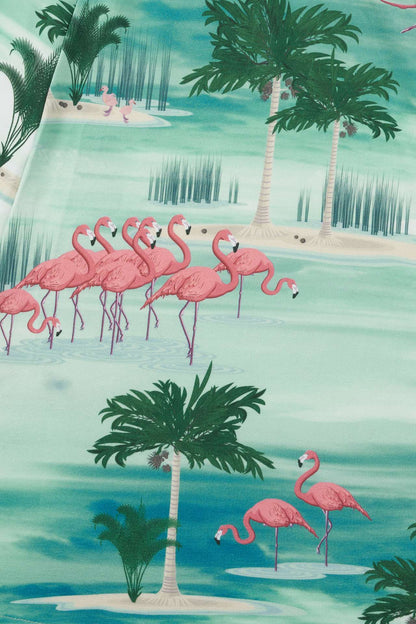Claudia Cap Sleeved A Line Dress In Flamingo Print