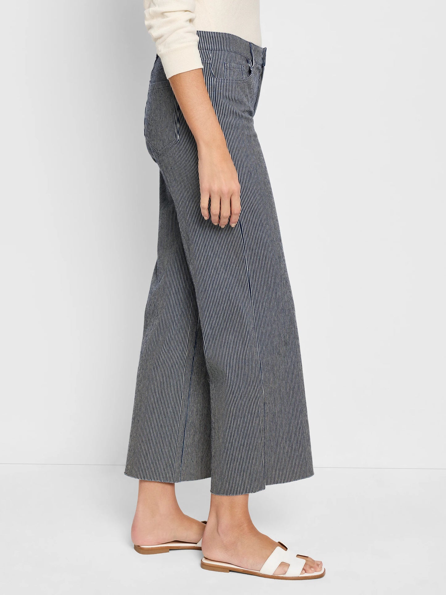 Railroad Stripe Weekend Wide Leg Ankle Jeans