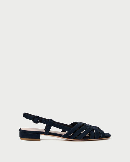 Shelly Navy Suede Flat Sandal