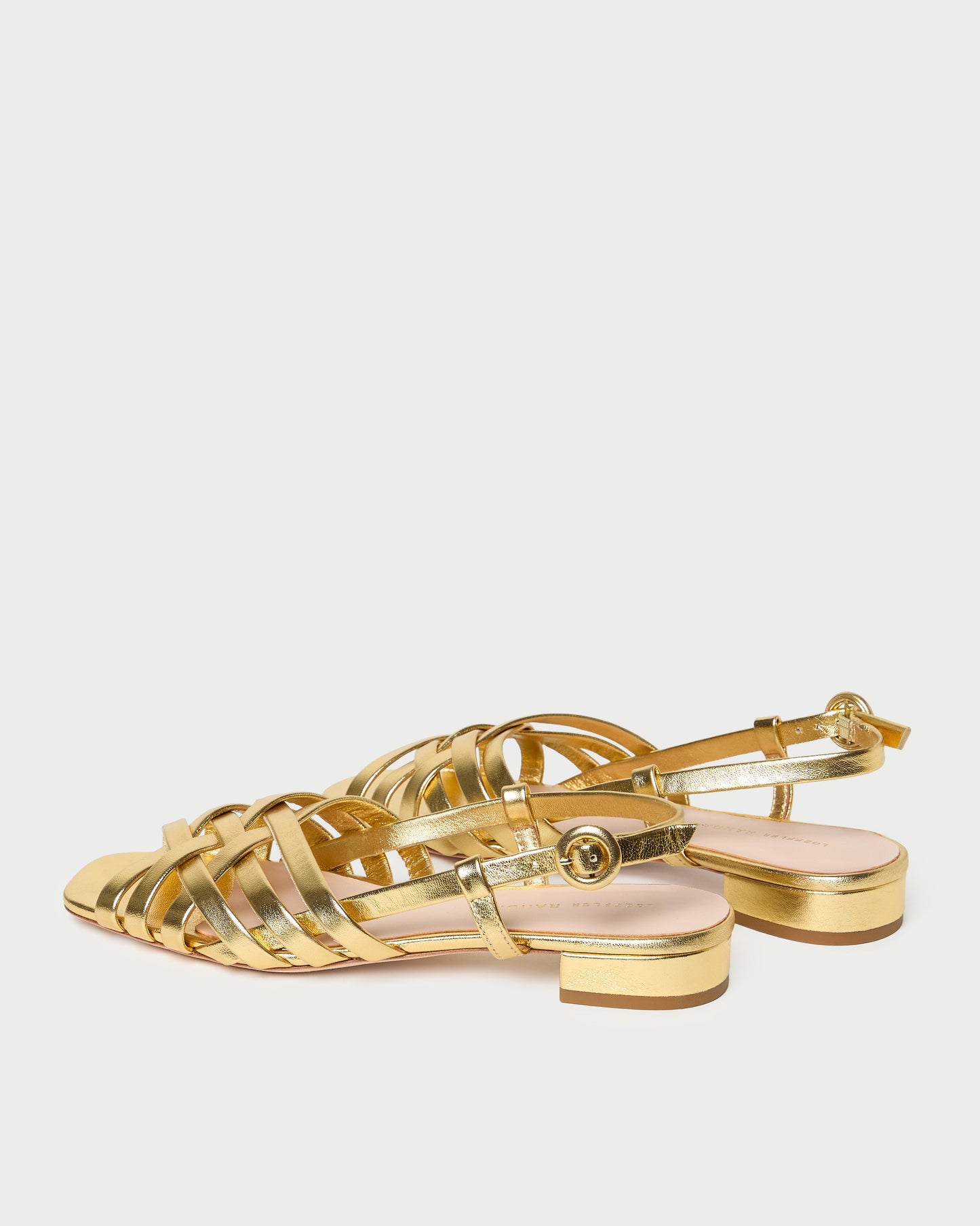 Shelly Gold Leather Flat Sandal
