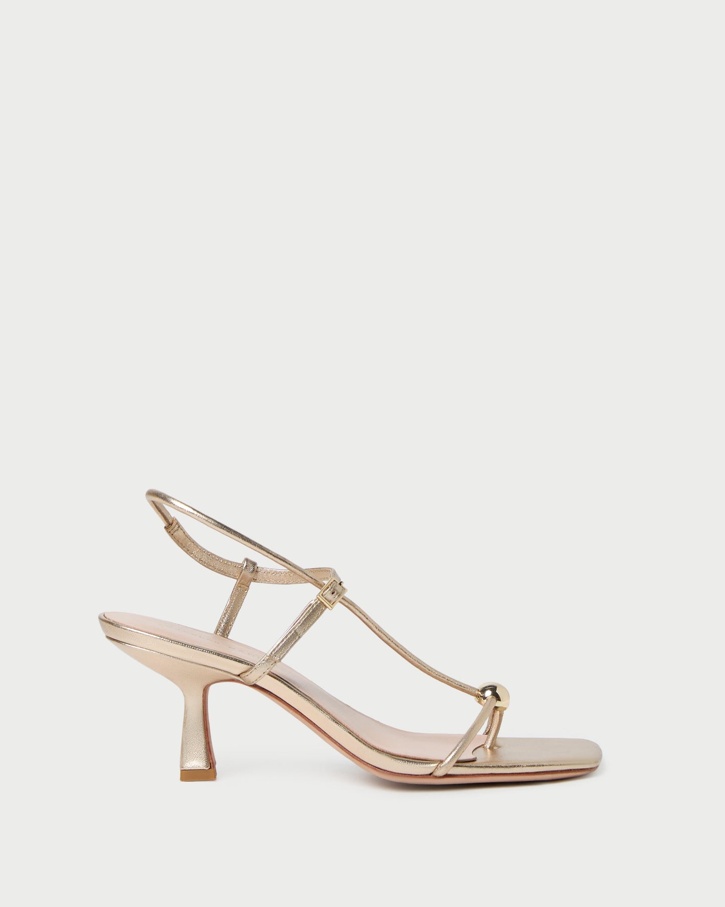 Triana Champagne Leather Mid-Heel Sandal