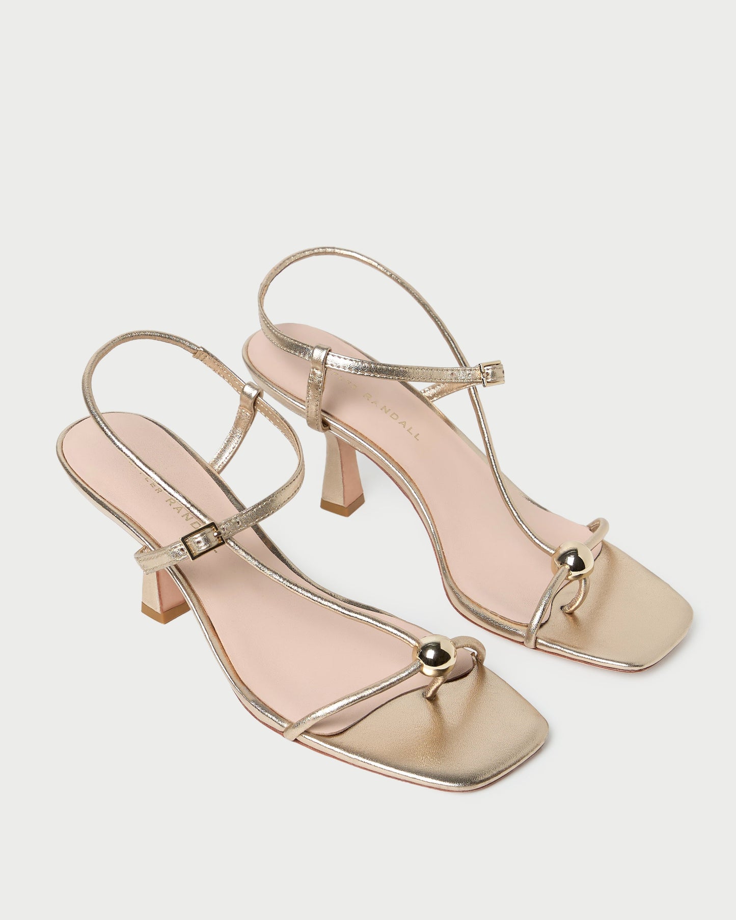 Triana Champagne Leather Mid-Heel Sandal
