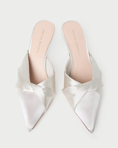 Tyla Cream Satin Twisted Mule