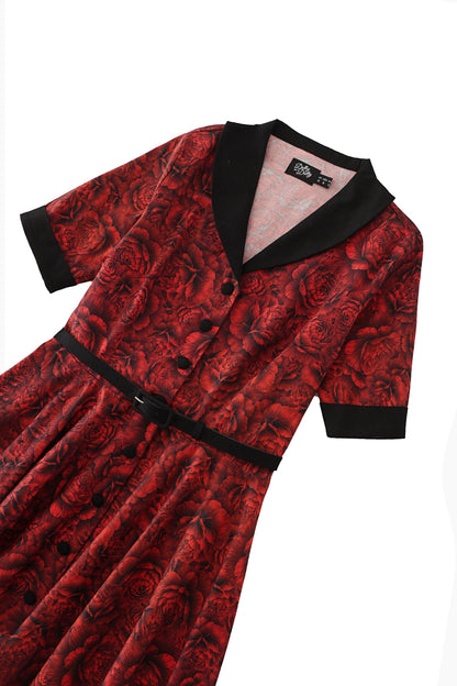 Mollie Gothic Peony Full Circle Shirt Dress
