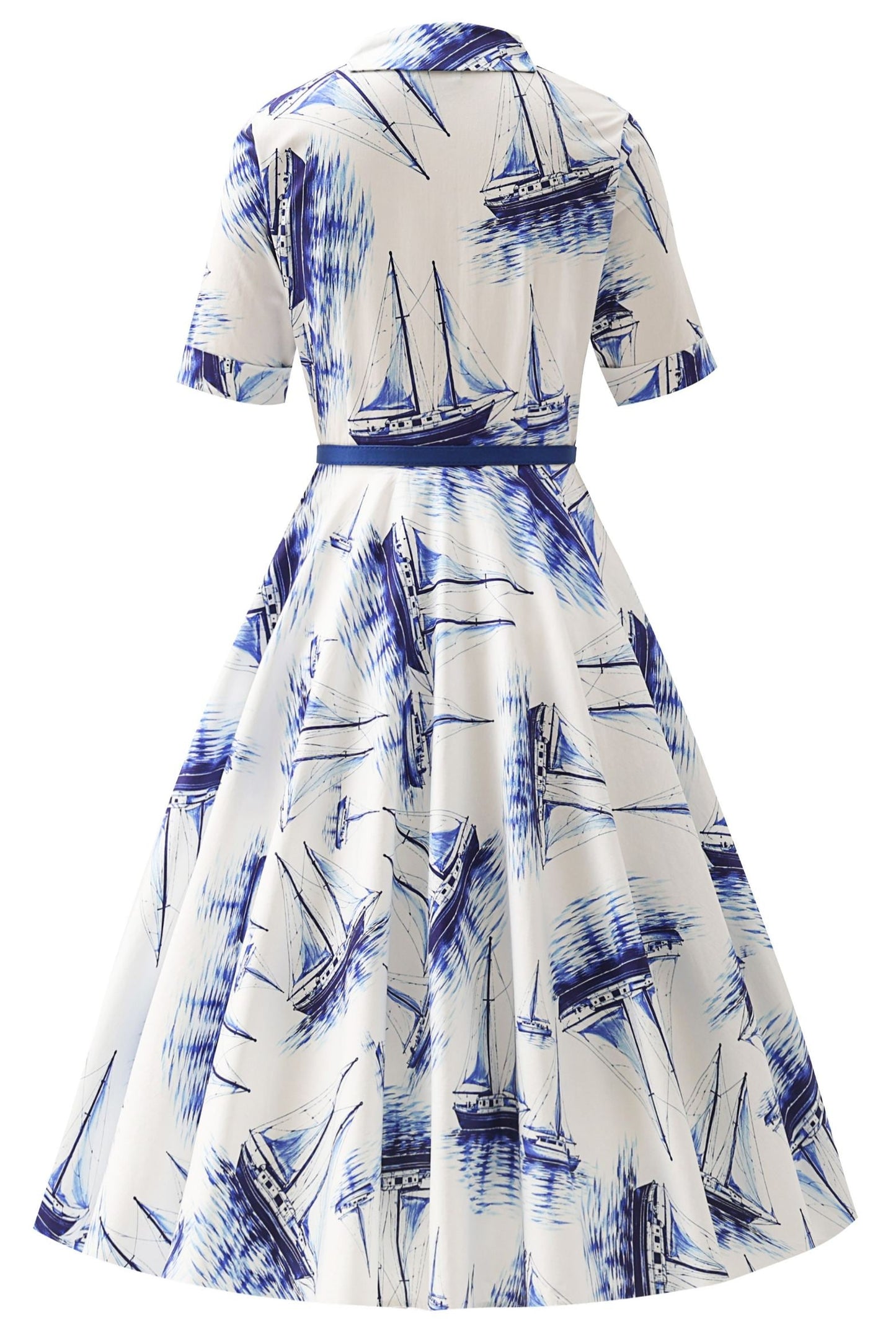 Mollie White Sailboat Full Circle Shirt Dress