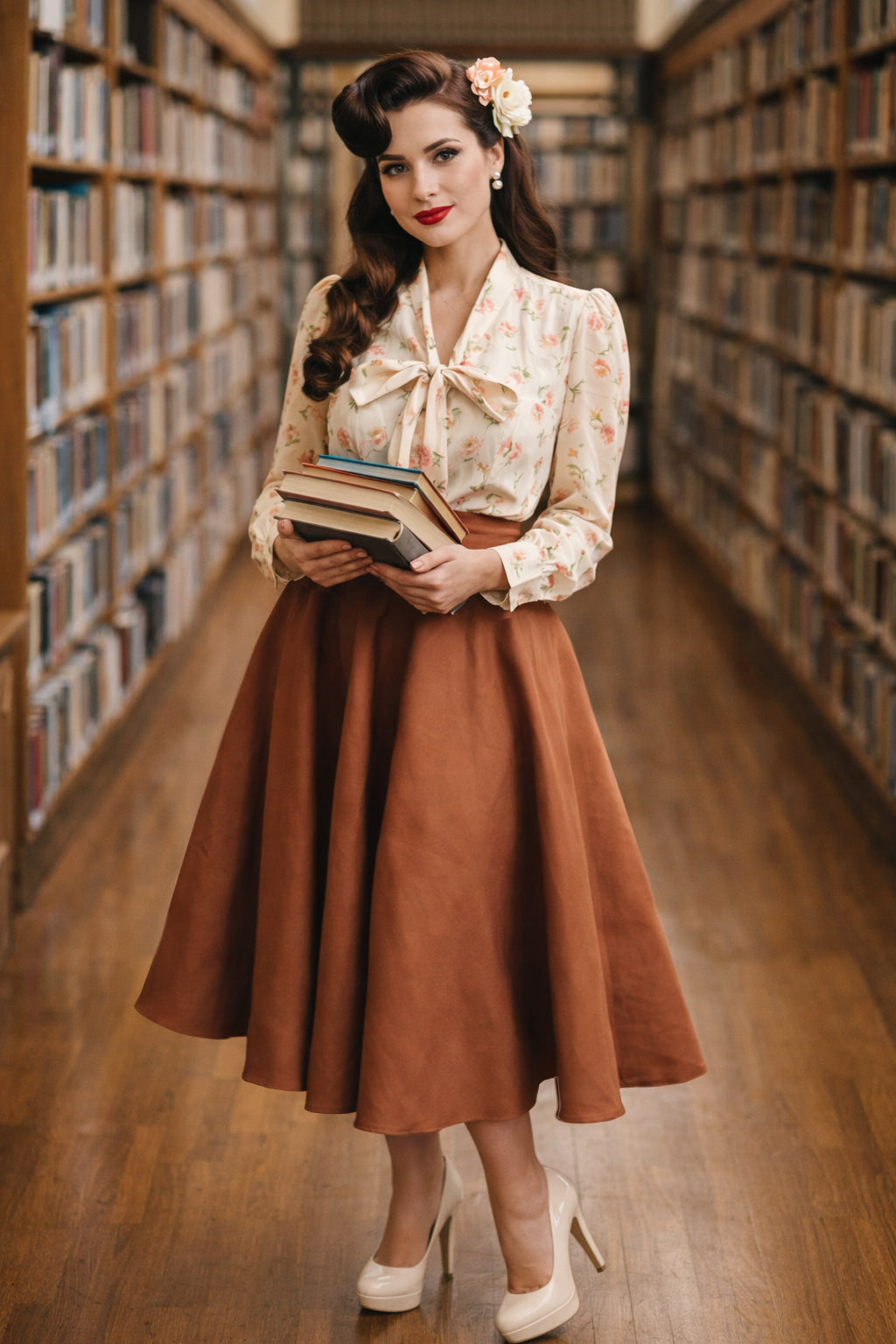 Maisie Brown Plain Full Circle Midi Skirt
