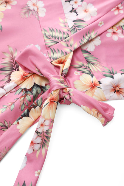 Matilda Pink Vintage Hibiscus Wrap Dress