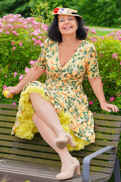 Matilda Lemon Wrap Dress in Yellow