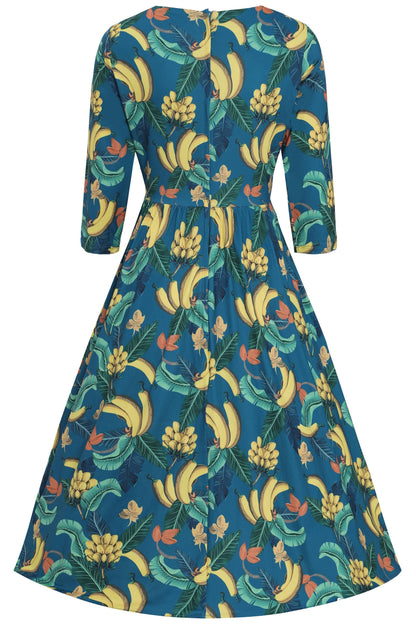 Billie Banana Print Dress In Blue
