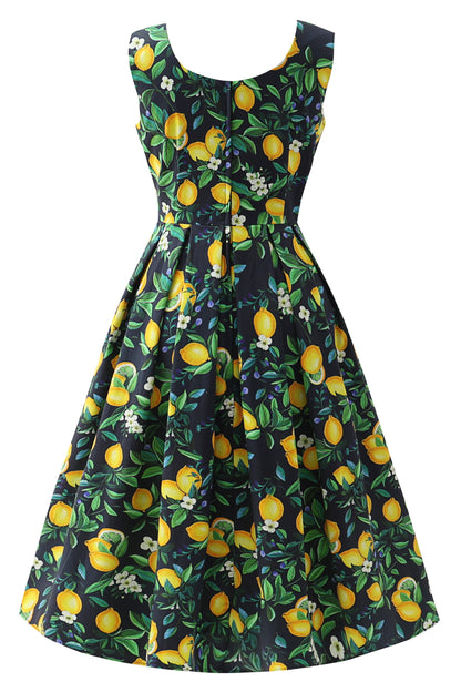 Ophelia Black Lemon Midi Dress