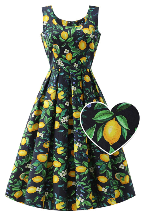 Ophelia Black Lemon Midi Dress