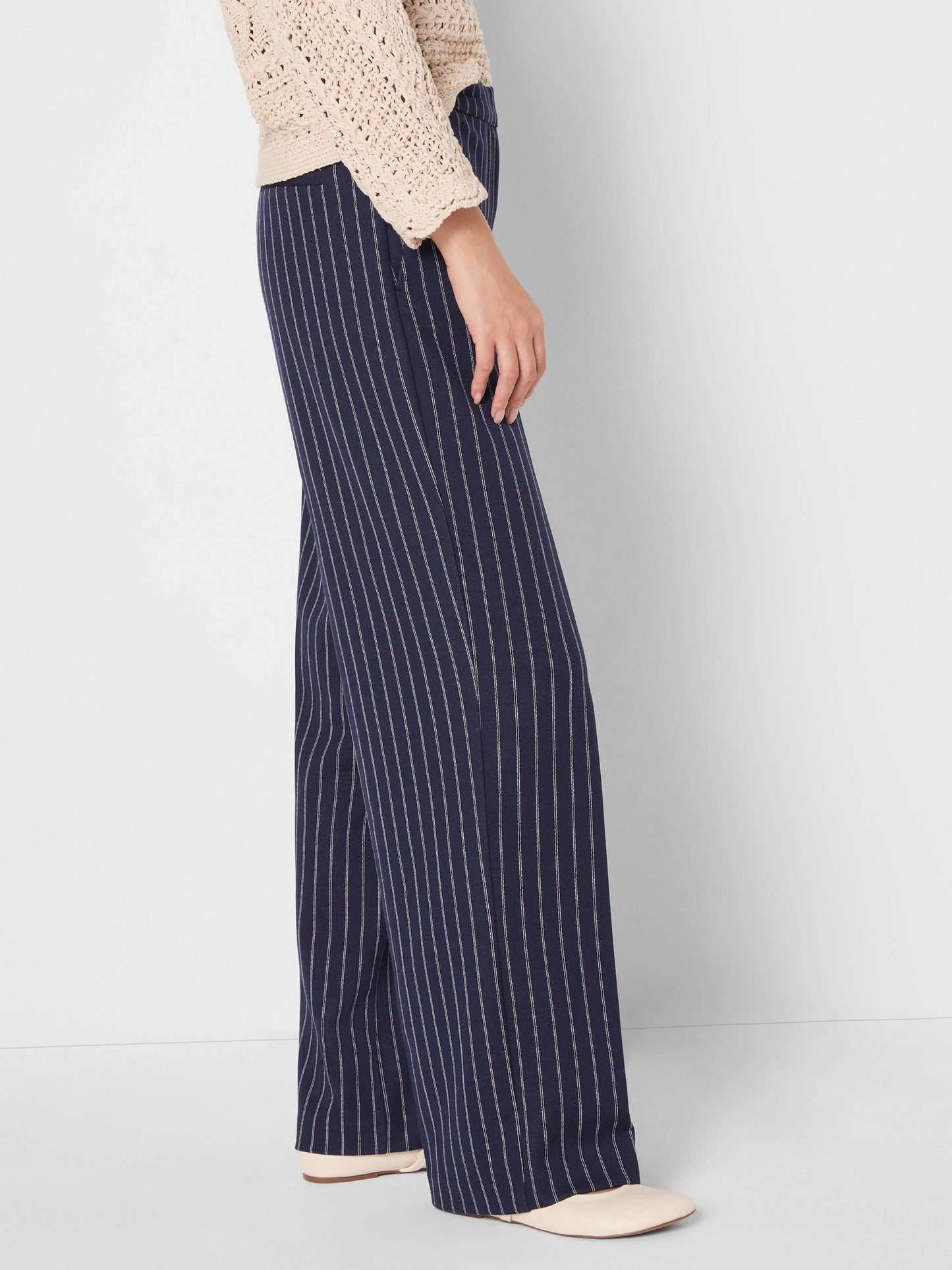 Pinstripe Knit Lenox Wide Leg Pant