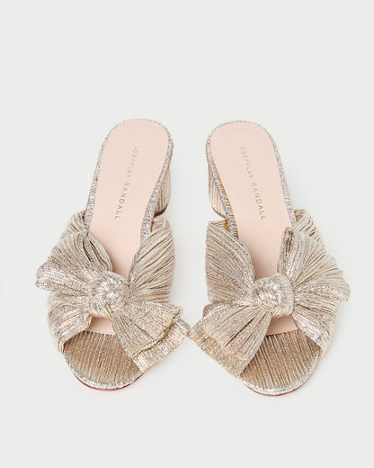 Emilia Champagne Pleated Bow Heel