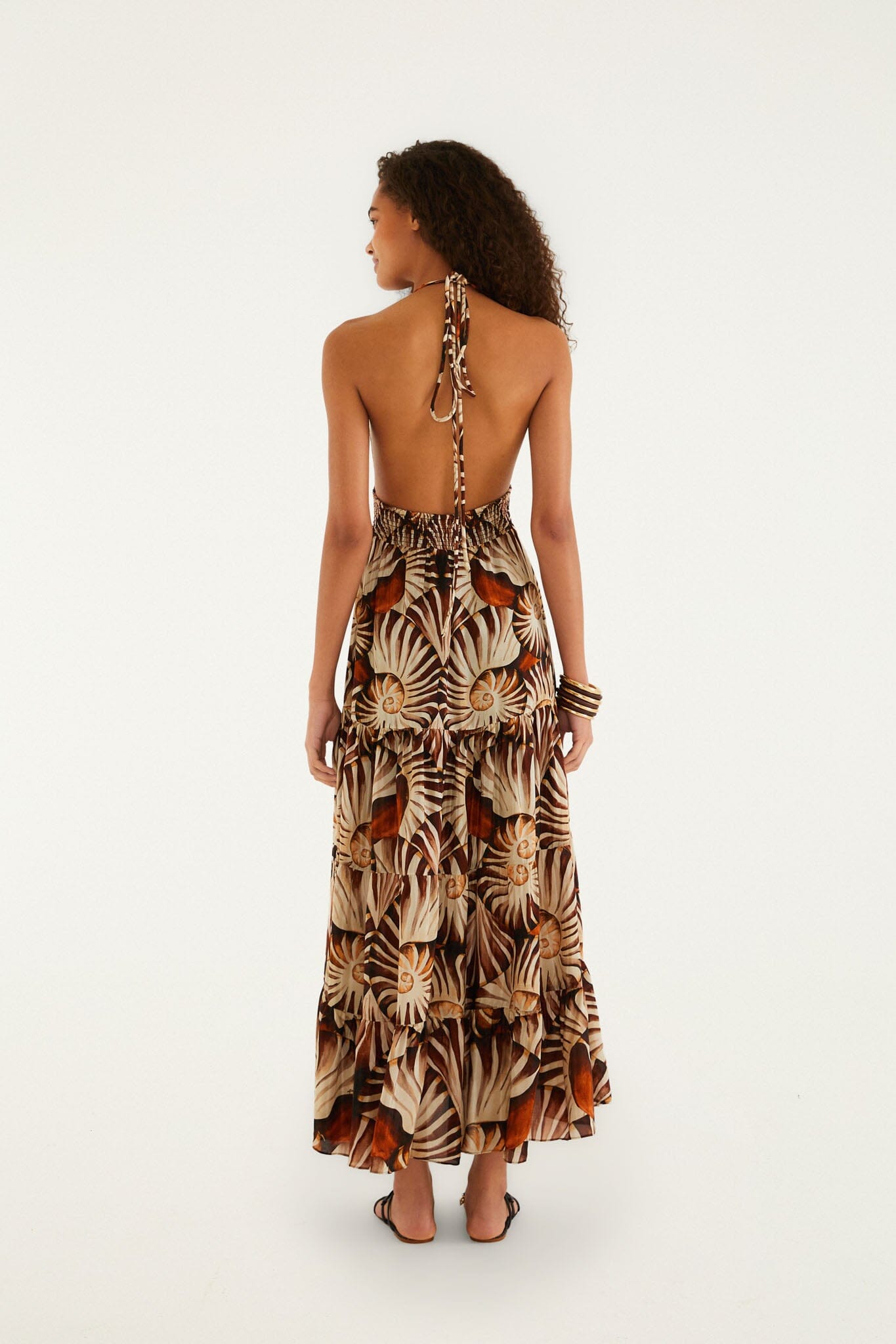 Multicolor Ammonite Tassel Smocked Maxi Dress