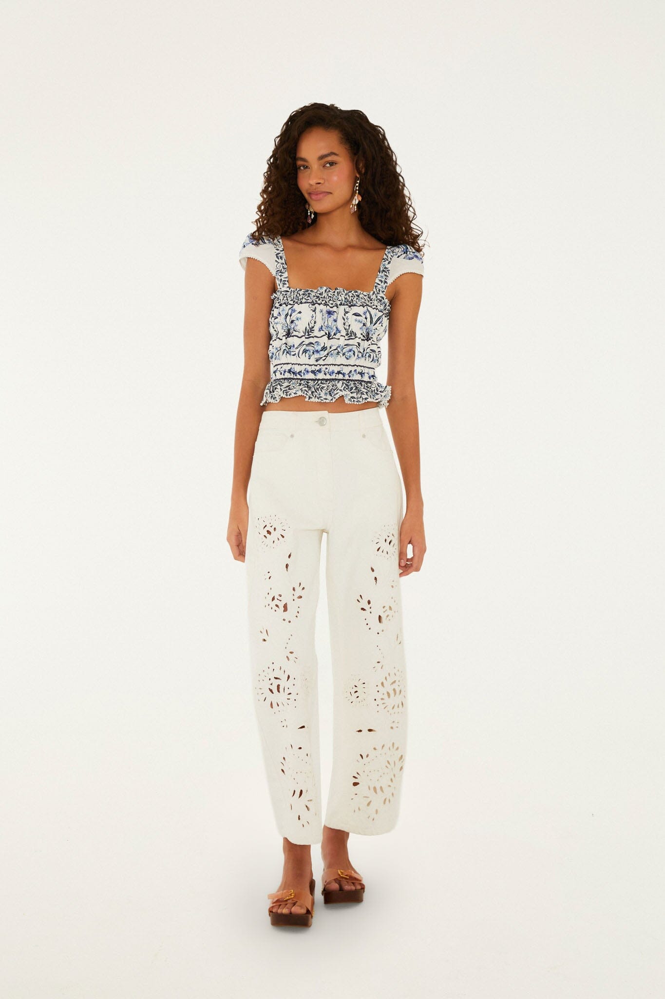 Off-White Flowers Arch Smocked  Blouse