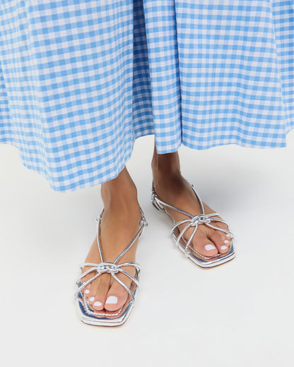 Karly Silver Leather Strappy Sandal