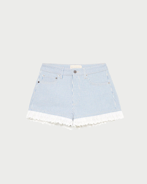Kay Lace-Trimmed Denim Shorts